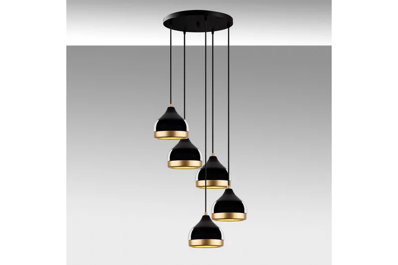 Lysekrone Soodni Fem Sirkel Svart - Svart - Belysning - Innendørsbelysning & Lamper - Taklampe - Kjøkkenlampe & taklampe kjøkken