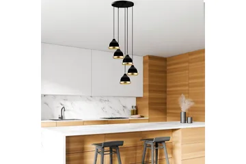 Lysekrone Soodni Fem Sirkel Svart - Svart - Belysning - Innendørsbelysning & Lamper - Taklampe - Kjøkkenlampe & taklampe kjøkken