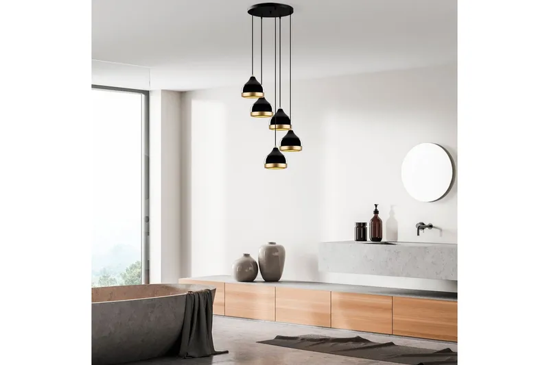 Lysekrone Soodni Fem Sirkel Svart - Svart - Belysning - Innendørsbelysning & Lamper - Taklampe - Kjøkkenlampe & taklampe kjøkken