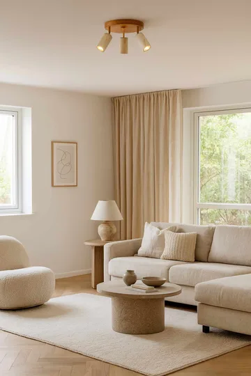 Nurtane taklampe - Beige og Eik - Belysning - Innendørsbelysning & Lamper - Taklampe - Krystallkrone & takkrone