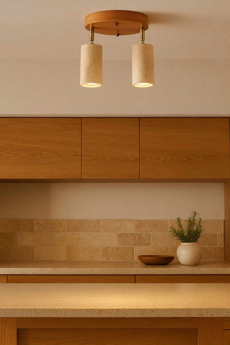 Nurtane taklampe - Beige og Eik - Belysning - Innendørsbelysning & Lamper - Taklampe - Krystallkrone & takkrone