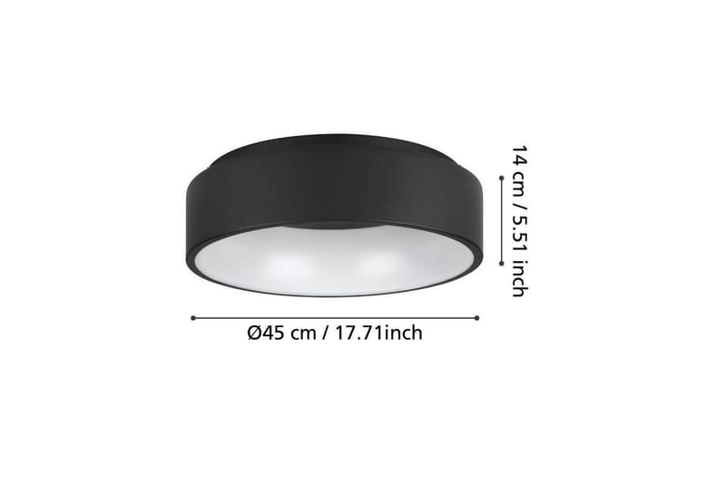 Plafond Eglo Marghera 45 cm, Svart - 45 cm, Svart - Belysning - Innendørsbelysning & Lamper - Taklampe - Takplafond