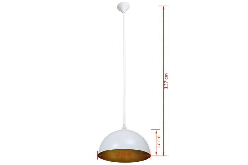Taklampe 2 stk høydejusterbar halvkuleformet hvit - Hvit - Kjøkkenlampe & taklampe kjøkken - Vinduslampe - Taklampe soverom - Pendellamper & Hengelamper - Lamper gang - Taklampe stue - Vinduslampe hengende - Taklampe