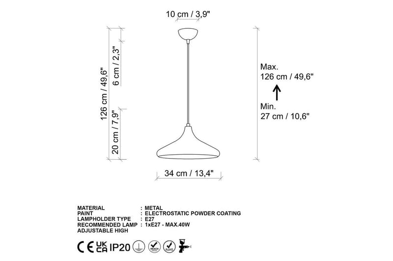 Taklampe Argentubay Gull - Gull - Belysning - Innendørsbelysning & Lamper - Taklampe - Kjøkkenlampe & taklampe kjøkken