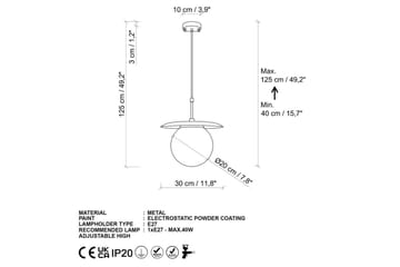 Taklampe Cartin Gull - Gul - Belysning - Innendørsbelysning & Lamper - Taklampe - Kjøkkenlampe & taklampe kjøkken