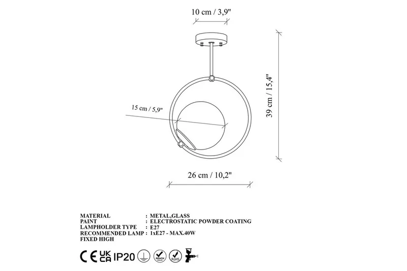 Taklampe Dolcer Gull - Gull - Belysning - Innendørsbelysning & Lamper - Taklampe - Kjøkkenlampe & taklampe kjøkken
