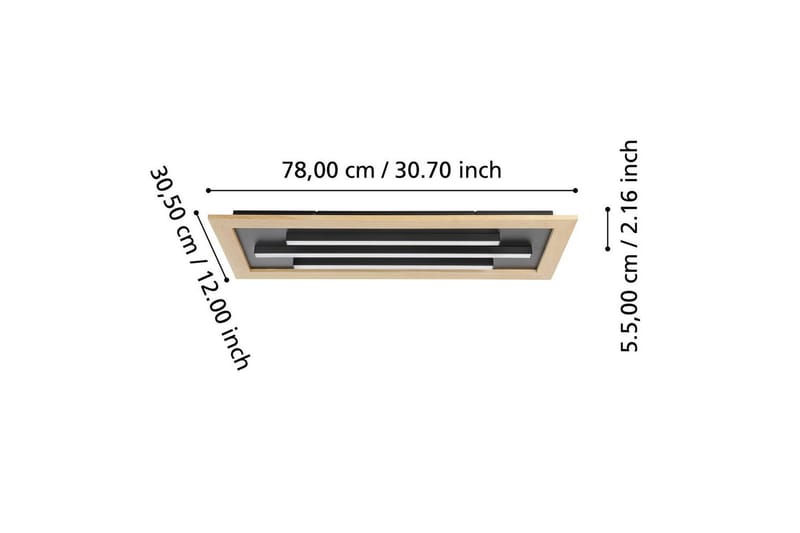 Taklampe Eglo Tirrenara 780x305 mm - Svart/Brun - Belysning - Innendørsbelysning & Lamper - Taklampe - Takplafond