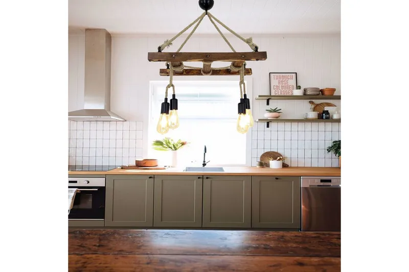 Taklampe Eluna Valnøtt - Brun - Belysning - Innendørsbelysning & Lamper - Taklampe - Kjøkkenlampe & taklampe kjøkken