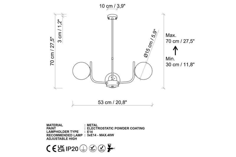 Taklampe Gevir Svart - Svart - Belysning - Innendørsbelysning & Lamper - Taklampe - Kjøkkenlampe & taklampe kjøkken