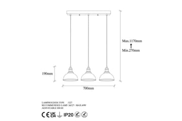 Taklampe Masatsune Tre Svart / Antikk - Svart / Antikk - Belysning - Innendørsbelysning & Lamper - Taklampe - Kjøkkenlampe & taklampe kjøkken