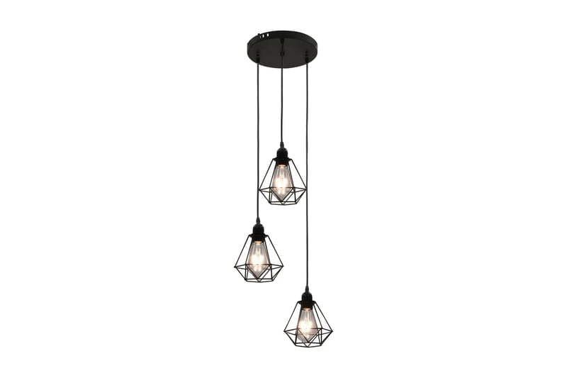Taklampe med diamant-design svart 3 x E27 lysprer - Svart - Taklampe soverom - Kjøkkenlampe & taklampe kjøkken - Lamper gang - Vinduslampe - Pendellamper & Hengelamper - Taklampe stue - Vinduslampe hengende - Taklampe