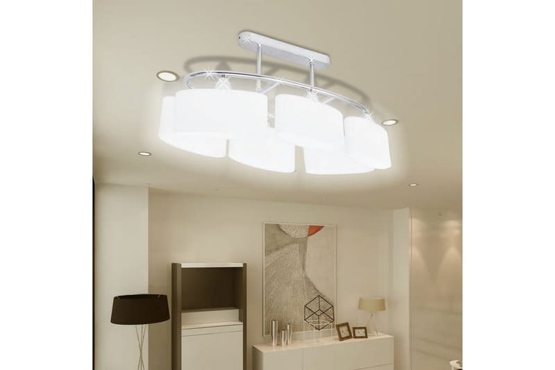 Taklampe med ellipsoide glasskjermer for 6 E14-lysprer - Hvit - Plafond - Takplafond - Lamper gang - Taklampe