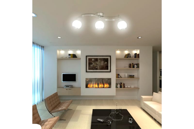 Taklampe med glasskuler på vinkelspor for 3 lys - Hvit - Plafond - Takplafond - Lamper gang - Taklampe