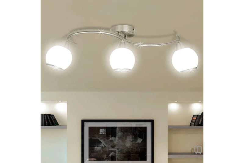 Taklampe med glasskuler på vinkelspor for 3 lys - Hvit - Plafond - Takplafond - Lamper gang - Taklampe