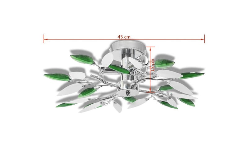 Taklampe med Hvit og Grønn Akryl Crystal Armer - 3 E14 Prer - Krystallkrone & takkrone - Lamper gang - Taklampe
