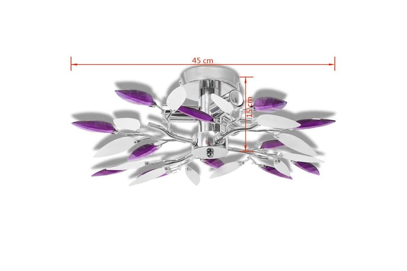 Taklampe med krystalløv i hvit og lilla 3 E14-lysprer - Krystallkrone & takkrone - Lamper gang - Taklampe