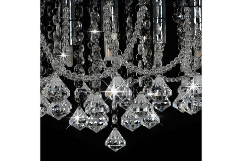 Taklampe med krystallperler sølv rund 4 x G9 lysprer - Silver - Krystallkrone & takkrone - Lamper gang - Taklampe