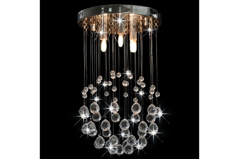 Taklampe med krystallperler sølv sfrisk 3 x G9 lysprer - Silver - Krystallkrone & takkrone - Lamper gang - Taklampe