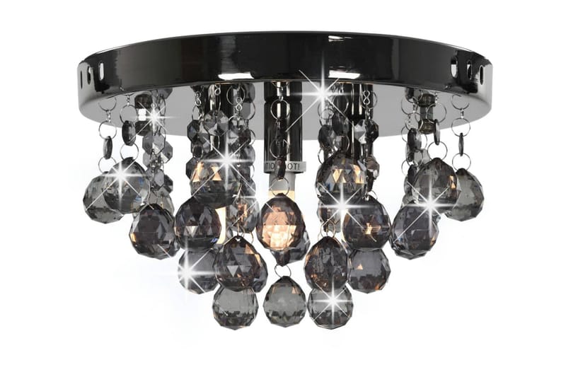 Taklampe med røykgrå perler svart rund G9 - Svart - Lamper gang - Taklampe - Takplafond - Plafond