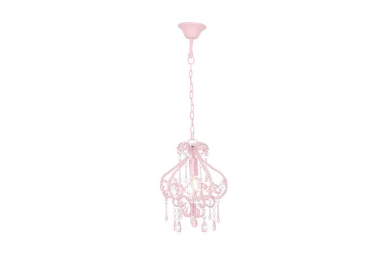 Taklampe med perler rosa rund E14 - Rosa - Krystallkrone & takkrone - Lamper gang - Taklampe