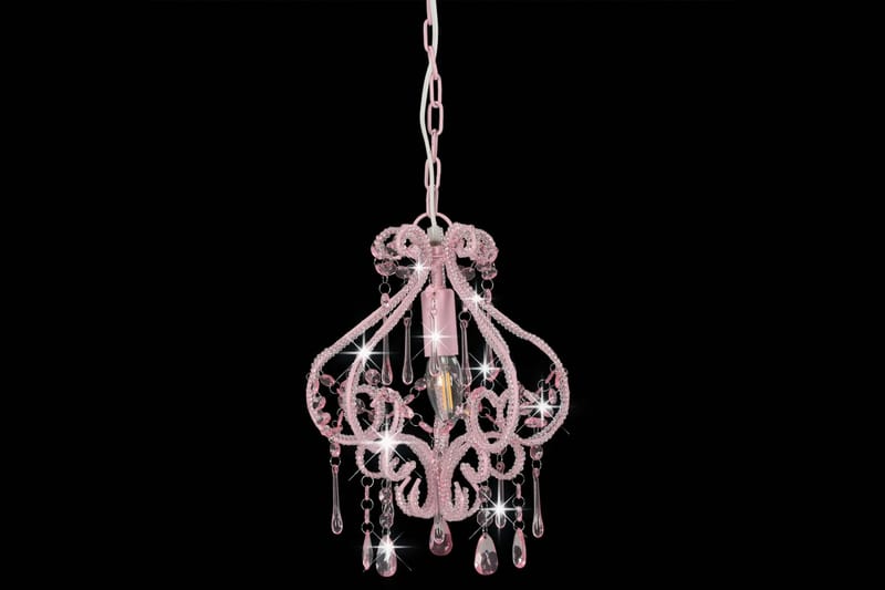 Taklampe med perler rosa rund E14 - Rosa - Krystallkrone & takkrone - Lamper gang - Taklampe