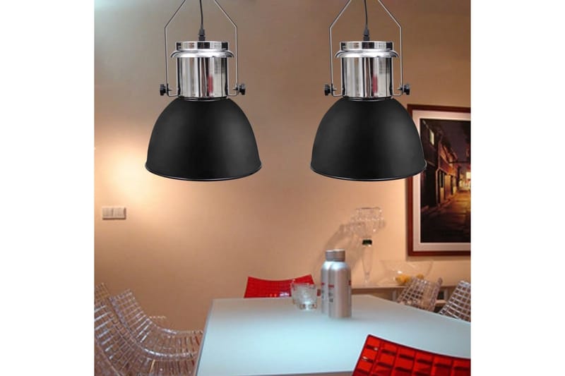 Taklampe metall 2 stk høydejusterbar moderne svart - Svart - Kjøkkenlampe & taklampe kjøkken - Vinduslampe - Taklampe soverom - Pendellamper & Hengelamper - Lamper gang - Taklampe stue - Vinduslampe hengende - Taklampe