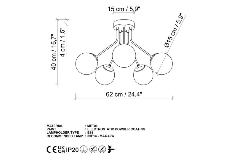 Taklampe Orion Gull - Gull - Belysning - Innendørsbelysning & Lamper - Taklampe - Takplafond
