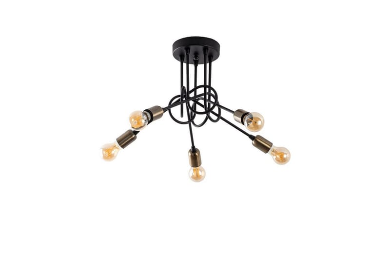 Taklampe Ranju Svart / Antikk Fem Sokkel, Fem Sokkel