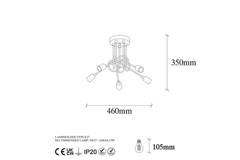 Taklampe Ranju Svart / Antikk Fem Sokkel - Fem Sokkel - Belysning - Innendørsbelysning & Lamper - Taklampe - Kjøkkenlampe & taklampe kjøkken
