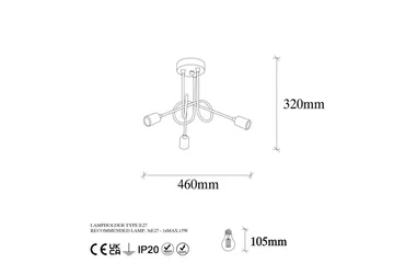 Taklampe Ranju Svart / Antikk Tre Stikkontakt - Tre Stikkontakt - Belysning - Innendørsbelysning & Lamper - Taklampe - Kjøkkenlampe & taklampe kjøkken