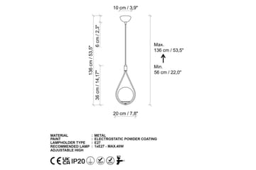 Taklampe Ranpal Singel Gull - Gull - Belysning - Innendørsbelysning & Lamper - Taklampe - Kjøkkenlampe & taklampe kjøkken
