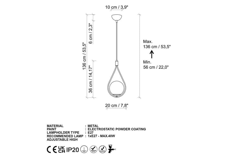 Taklampe Ranpal Singel Gull - Gull - Belysning - Innendørsbelysning & Lamper - Taklampe - Kjøkkenlampe & taklampe kjøkken