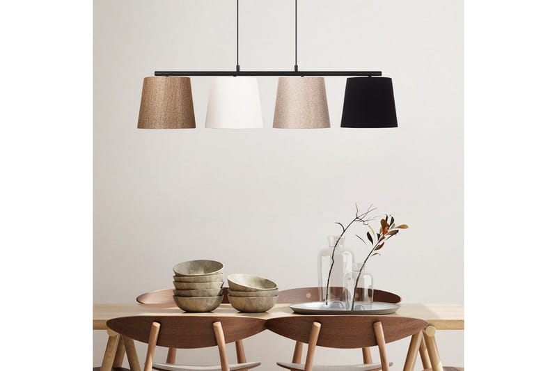 Taklampe Rithmere Svart / Gull / Hvit / Beige - Beige/Gull/Svart/Hvitfarget tre - Belysning - Innendørsbelysning & Lamper - Taklampe - Kjøkkenlampe & taklampe kjøkken