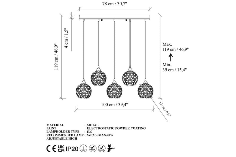 Taklampe Silen Trippel Gull - Gull - Belysning - Innendørsbelysning & Lamper - Taklampe - Kjøkkenlampe & taklampe kjøkken