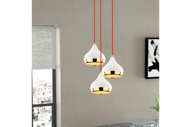 Taklampe Sood Hvit / Rød / Gull - Hvit / Rød / Gull - Belysning - Innendørsbelysning & Lamper - Taklampe - Kjøkkenlampe & taklampe kjøkken