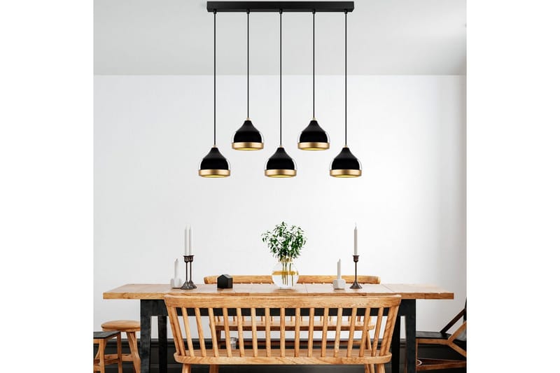 Taklampe Soodni Fem Horisontal Svart - Svart - Belysning - Innendørsbelysning & Lamper - Taklampe - Kjøkkenlampe & taklampe kjøkken