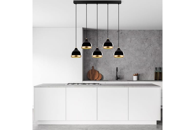 Taklampe Soodni Fem Horisontal Svart - Svart - Belysning - Innendørsbelysning & Lamper - Taklampe - Kjøkkenlampe & taklampe kjøkken
