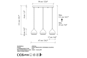 Taklampe Soodni Tre Horisont Svart - Svart - Belysning - Innendørsbelysning & Lamper - Taklampe - Kjøkkenlampe & taklampe kjøkken