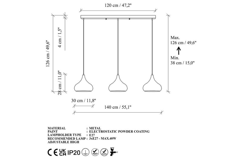 Taklampe Sorna Svart - Svart - Belysning - Innendørsbelysning & Lamper - Taklampe - Kjøkkenlampe & taklampe kjøkken