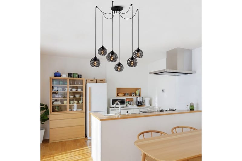 Taklampe Sourab Brilo Svart - Svart - Belysning - Innendørsbelysning & Lamper - Taklampe - Kjøkkenlampe & taklampe kjøkken