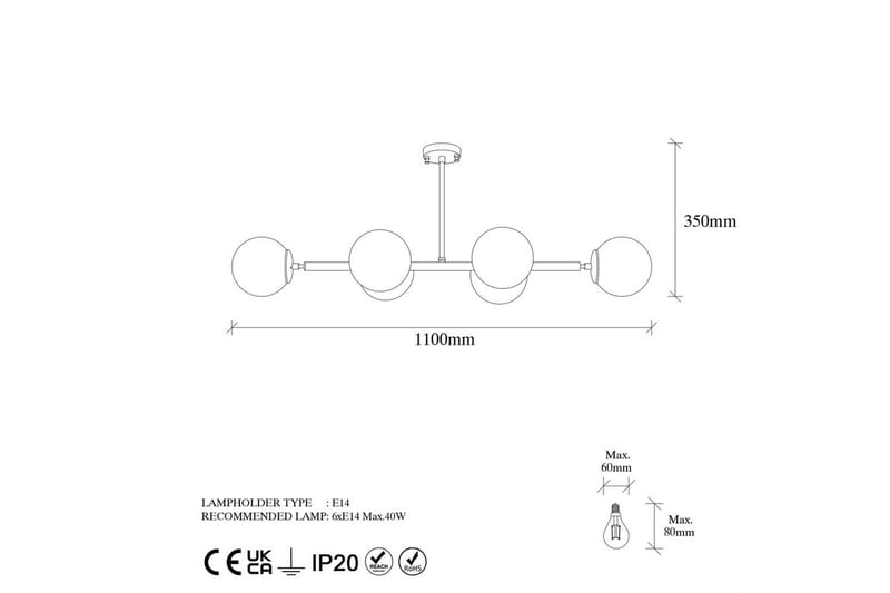 Taklampe Subin Vintage 110 x 40 x 35 cm - 110 x 40 x 35 cm - Belysning - Innendørsbelysning & Lamper - Taklampe - Takplafond