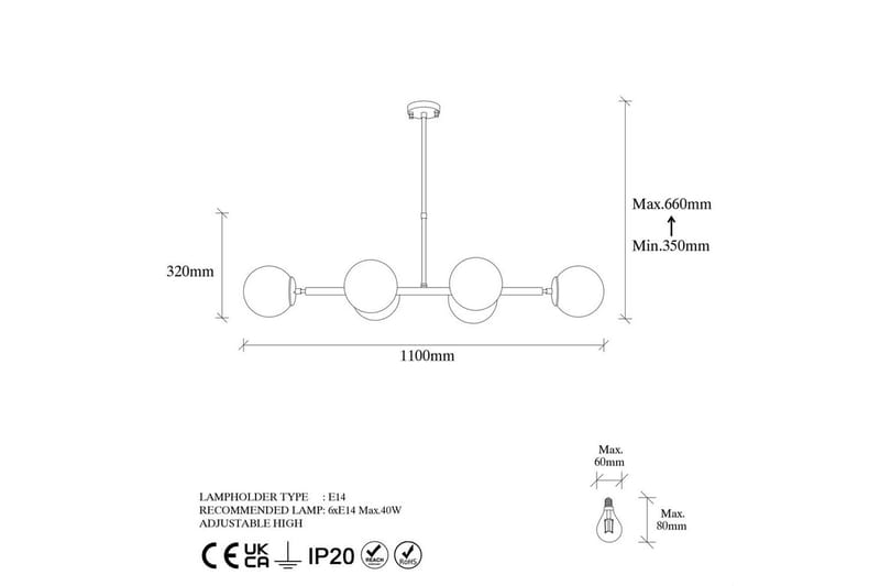 Taklampe Subin Vintage 110 x 40 x 66 cm - 110 x 40 x 66 cm - Belysning - Innendørsbelysning & Lamper - Taklampe - Kjøkkenlampe & taklampe kjøkken