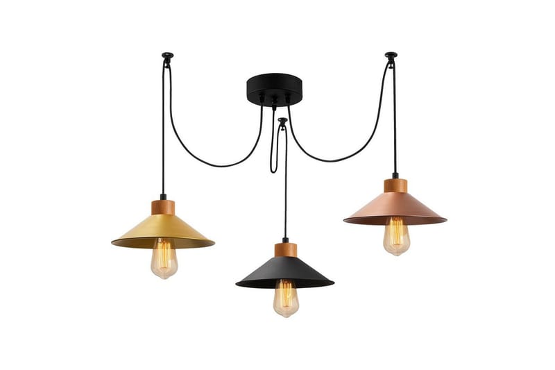 Taklampe Sudalwani Kobber / Svart / Gull, Kobber / Svart / Gull