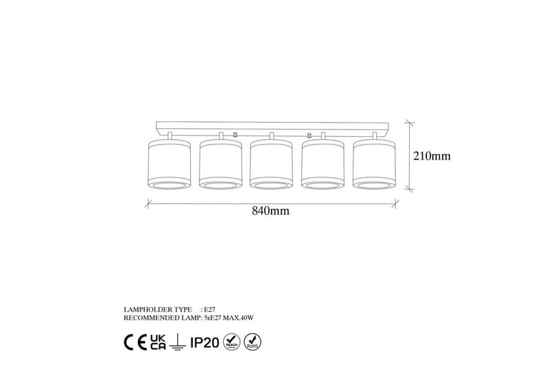 Taklampe Talra Five Vintage - Gull - Belysning - Innendørsbelysning & Lamper - Taklampe - Takplafond