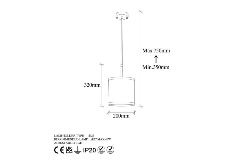 Taklampe Talra Vintage - 20 x 20 x 35 cm - Belysning - Innendørsbelysning & Lamper - Taklampe - Kjøkkenlampe & taklampe kjøkken