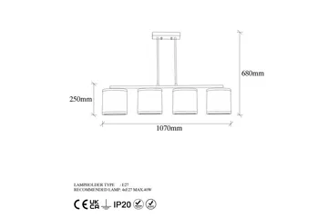 Taklampe Talra Vintage Horisontal - Gull - Belysning - Innendørsbelysning & Lamper - Taklampe - Kjøkkenlampe & taklampe kjøkken