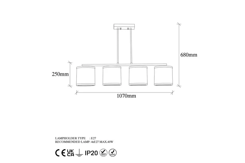 Taklampe Talra Vintage Horisontal - Gull - Belysning - Innendørsbelysning & Lamper - Taklampe - Kjøkkenlampe & taklampe kjøkken