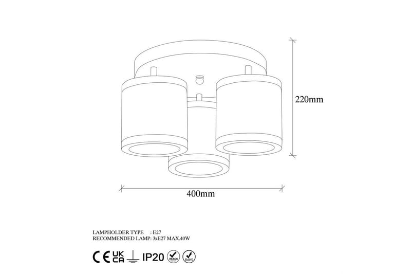 Taklampe Talrayo Svart / Hvit - Svart / Hvit - Belysning - Innendørsbelysning & Lamper - Taklampe - Takplafond