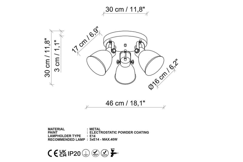 Taklampe Tyka Svart - Svart - Belysning - Innendørsbelysning & Lamper - Taklampe - Takplafond