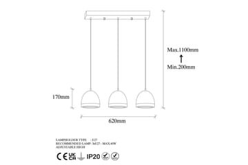 Taklampe Venor Horisontal Vintage - Multifarget - Belysning - Innendørsbelysning & Lamper - Taklampe - Kjøkkenlampe & taklampe kjøkken